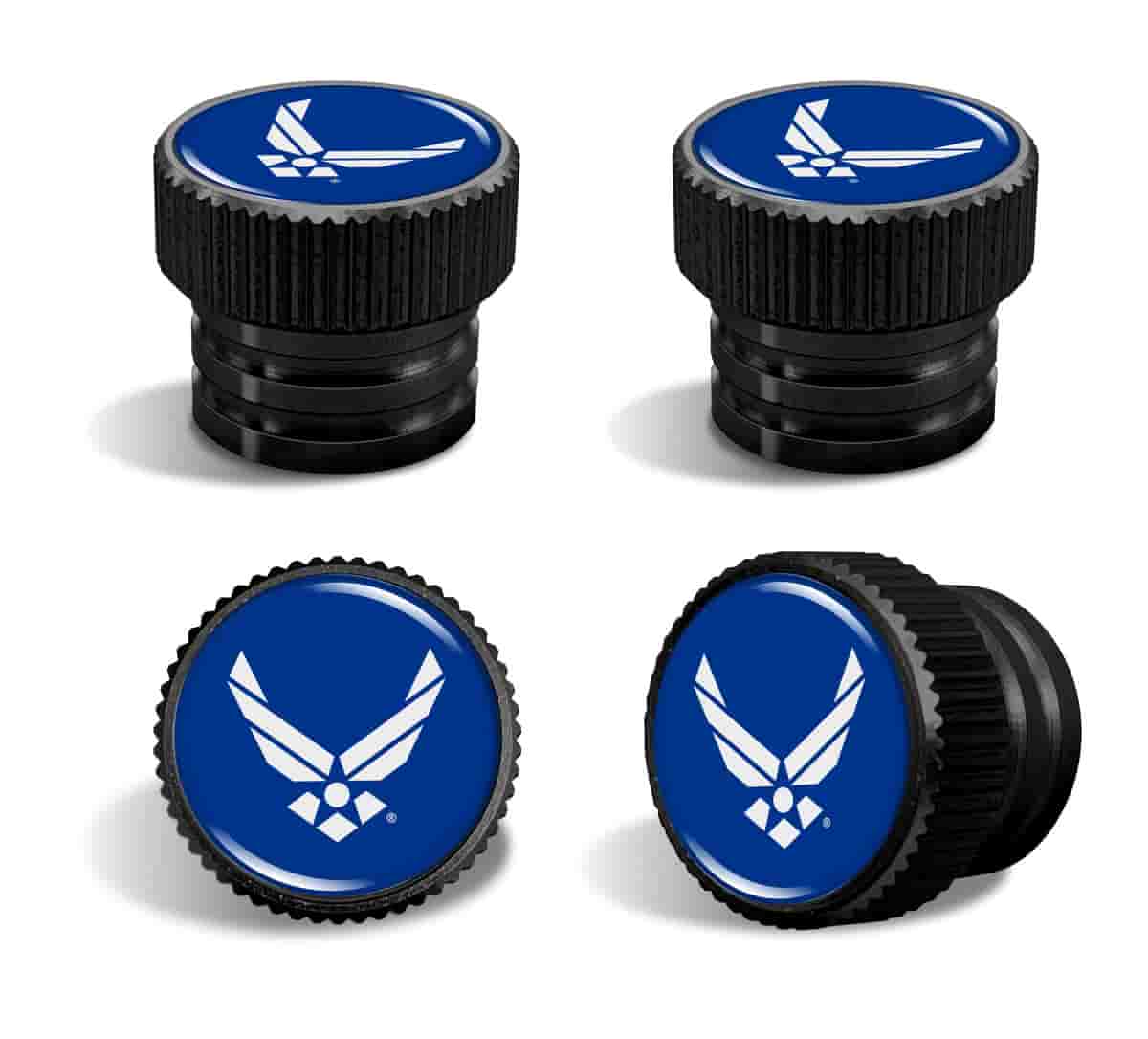 U.S. Air Force Tire Valve Stem Caps – Black Aluminum Set of 4
